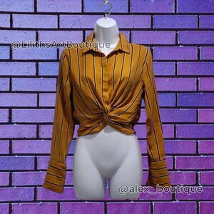 Windsor Collared Striped Croptop(K017)-Size Xs for Women
